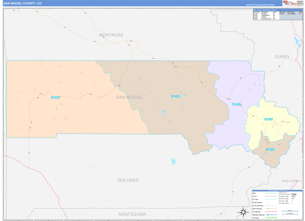 San Miguel County Digital Map Color Cast Style